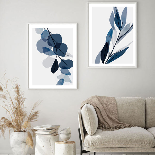 Indigo Leaves Set of 2 Prints