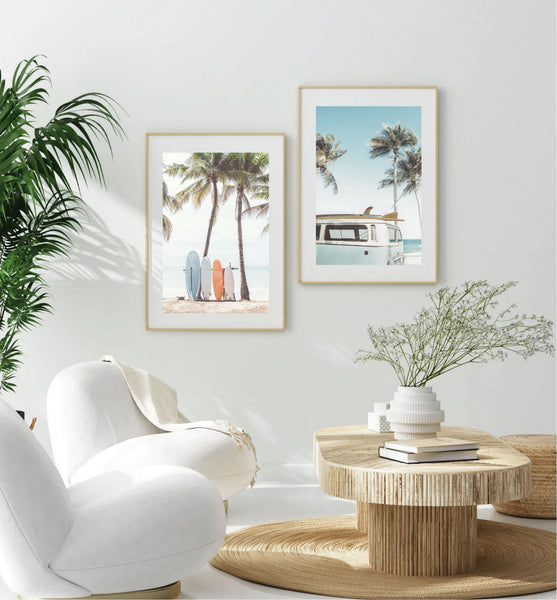 Waiting for the Surf Print - Blue Board