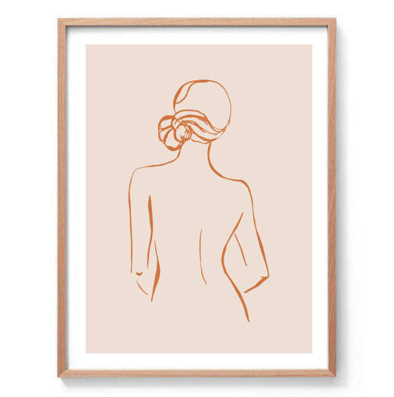 Blush Minimal Line Drawing Figure Print