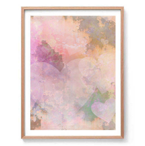 Pink Hearts Watercolour Print