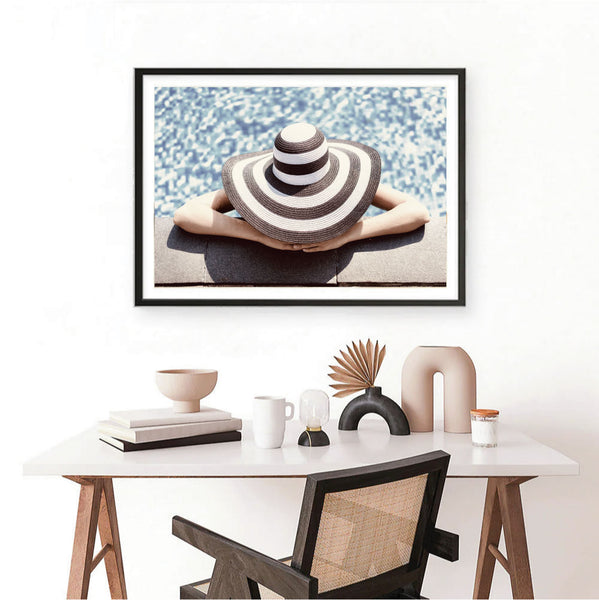 Poolside Woman with Hat