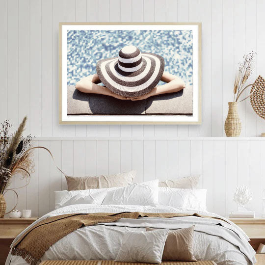 Poolside Woman with Hat