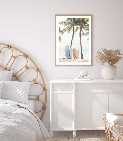 Waiting for the Surf Print - Blue Board