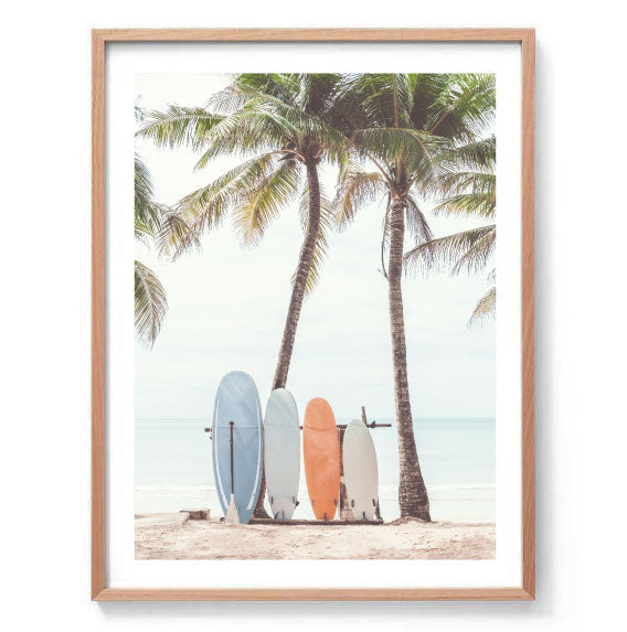 Waiting for the Surf Print - Blue Board