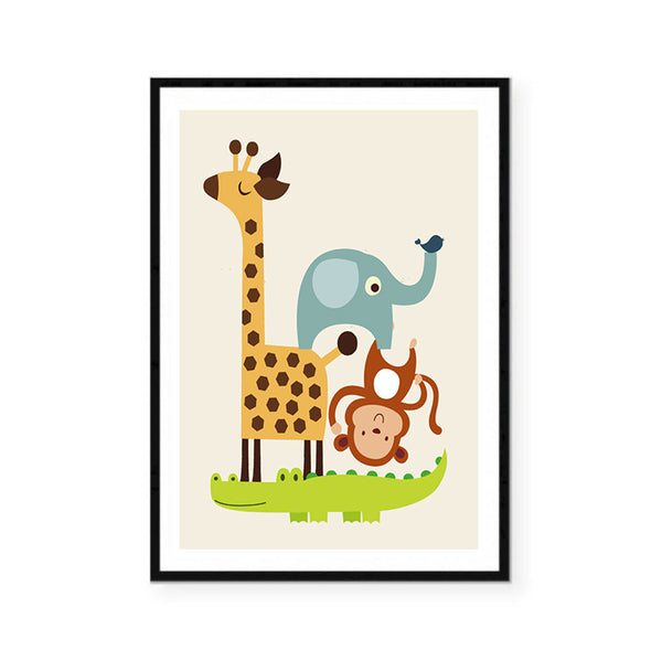 Jungle Stack Illustration Print-Prints for - BOYS-Online Framed-Australian Made Wall Art-Milk n Honey Designs