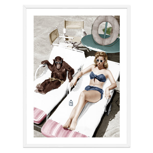 Sunbather and Chimp Print-Art for Interiors-Online Framed-Australian Made Wall Art-Milk n Honey Designs