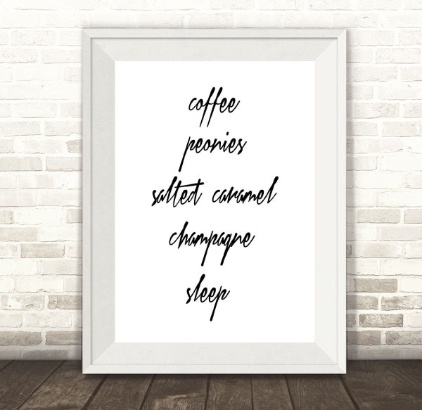 My Favourite Things - Custom Prnt-Typography Prints-Online Framed-Australian Made Wall Art-Milk n Honey Designs