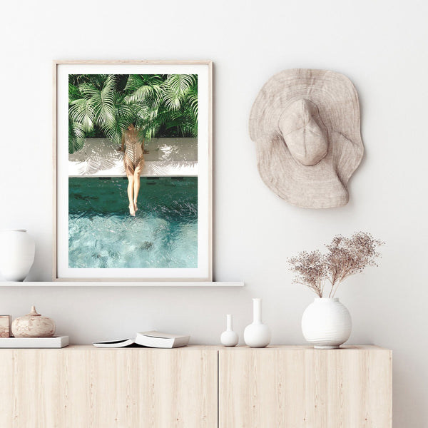Poolside Swimmer Print-Art for Interiors-Online Framed-Australian Made Wall Art-Milk n Honey Designs
