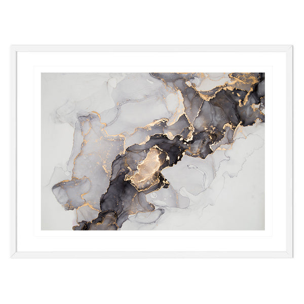 Black and Gold Ink Abstract Print-Art for Interiors-Online Framed-Australian Made Wall Art-Milk n Honey Designs