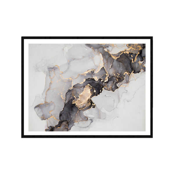 Black and Gold Ink Abstract Print-Art for Interiors-Online Framed-Australian Made Wall Art-Milk n Honey Designs