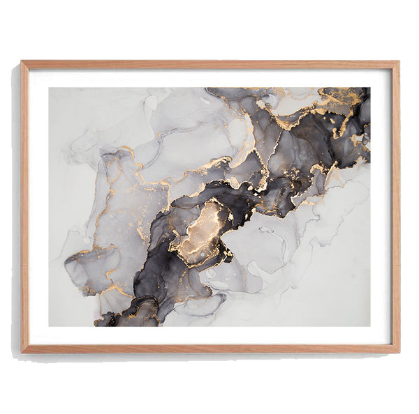 Black and Gold Ink Abstract Print-Art for Interiors-Online Framed-Australian Made Wall Art-Milk n Honey Designs