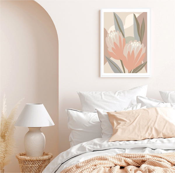 Abstract Blush Protea Print