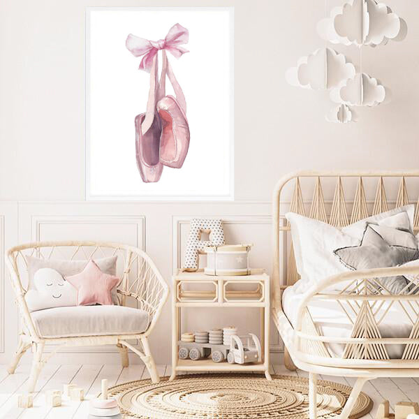 Ballet Shoes Illustration Print-Prints for - GIRLS-Online Framed-Australian Made Wall Art-Milk n Honey Designs