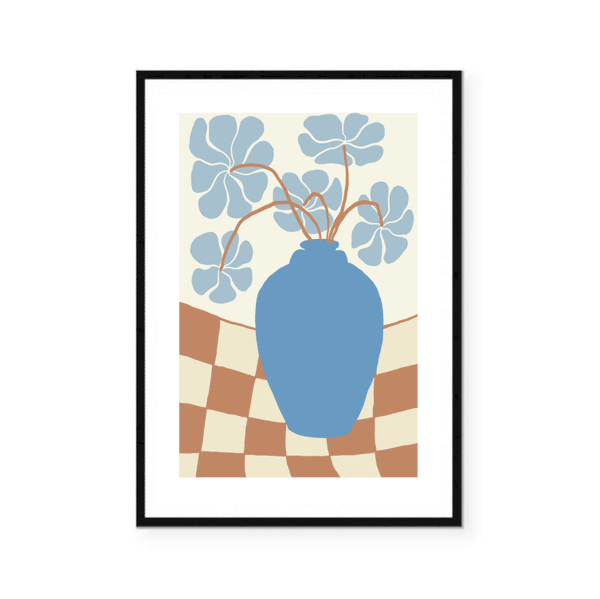 Blue Vessel Flowers Print