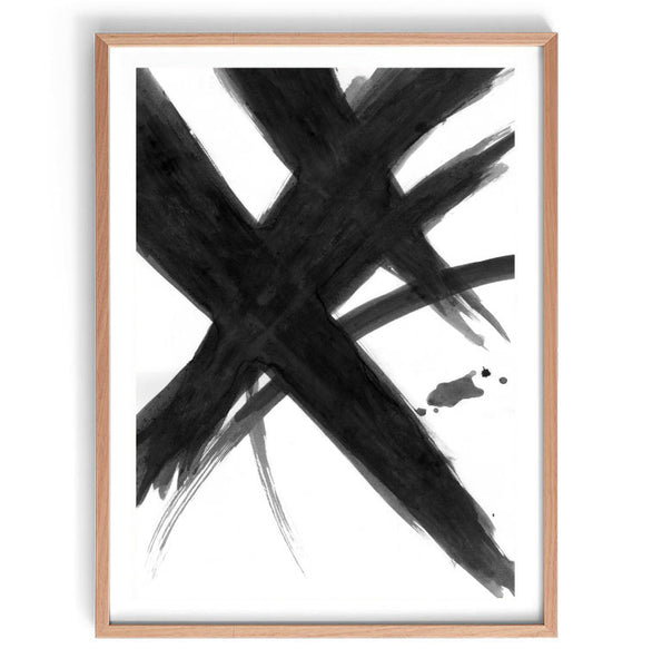 Black Abstract Brush Art Print-Art for Interiors-Online Framed-Australian Made Wall Art-Milk n Honey Designs