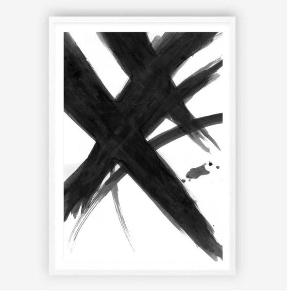 Black Abstract Brush Art Print-Art for Interiors-Online Framed-Australian Made Wall Art-Milk n Honey Designs