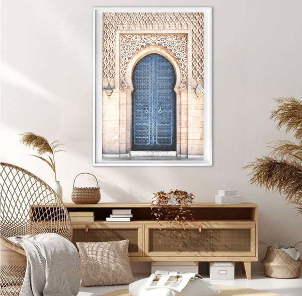 Blue Moroccan Doorway Print-Art for Interiors-Online Framed-Australian Made Wall Art-Milk n Honey Designs