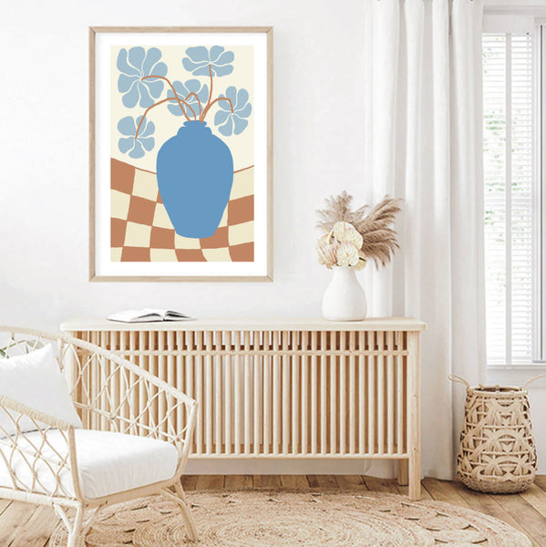 Blue Vessel Flowers Print