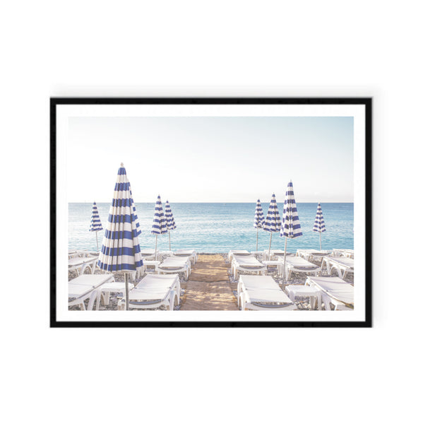 Blue and White Umbrellas Print