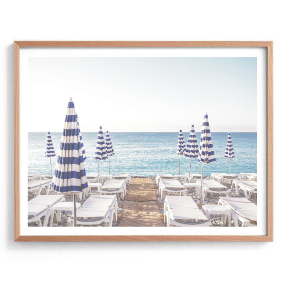 Blue and White Umbrellas Print