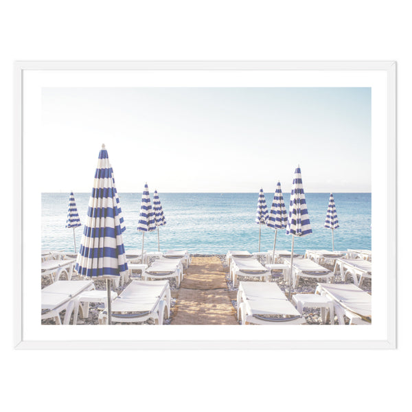 Blue and White Umbrellas Print