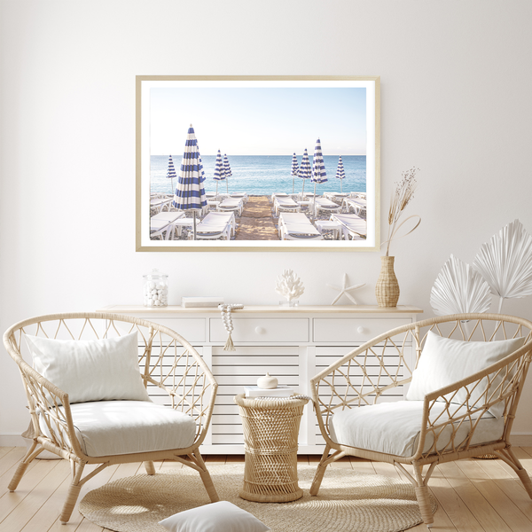 Blue and White Umbrellas Print