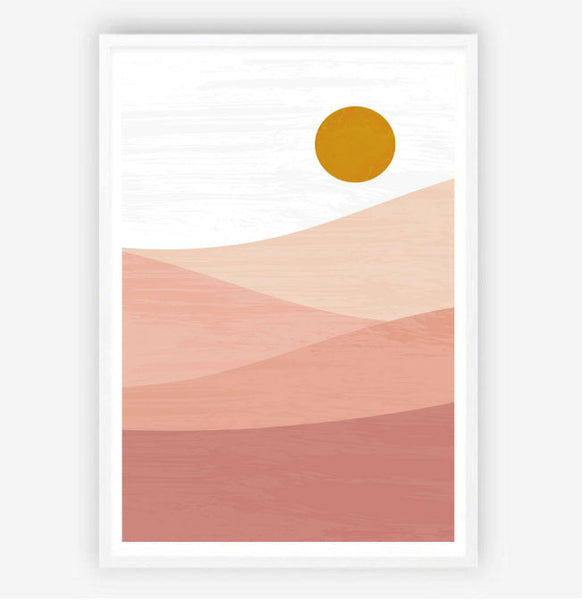 Blush Mountain Original Illustration Print-Art for Interiors-Online Framed-Australian Made Wall Art-Milk n Honey Designs