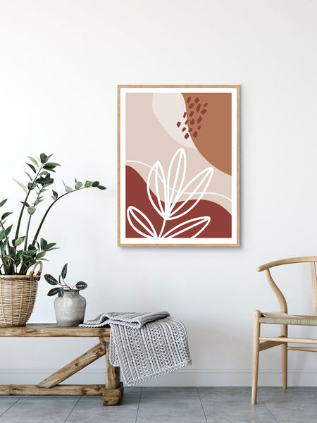 Earthy Abstract Original Illustration Print-Art for Interiors-Online Framed-Australian Made Wall Art-Milk n Honey Designs