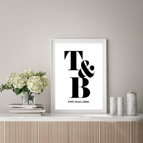Personalised Couples Monogram Initials Print