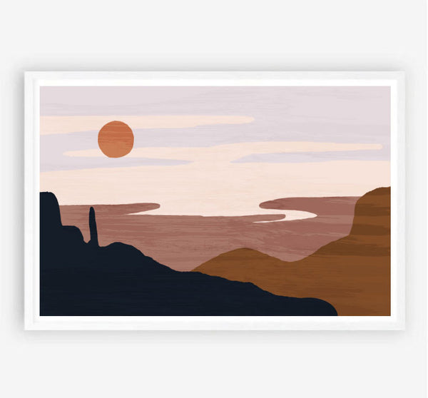 Desert Sun Original Illustration Print-Art for Interiors-Online Framed-Australian Made Wall Art-Milk n Honey Designs