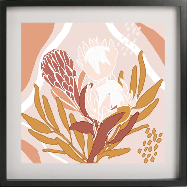 Earthy Protea Print-Art for Interiors-Online Framed-Australian Made Wall Art-Milk n Honey Designs