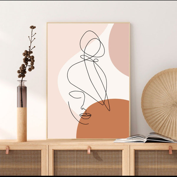 Abstract Top Knot Line Drawing Print-Art for Interiors-Online Framed-Australian Made Wall Art-Milk n Honey Designs