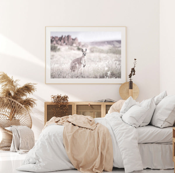 Kangaroo Grasslands Print-Art for Interiors-Online Framed-Australian Made Wall Art-Milk n Honey Designs