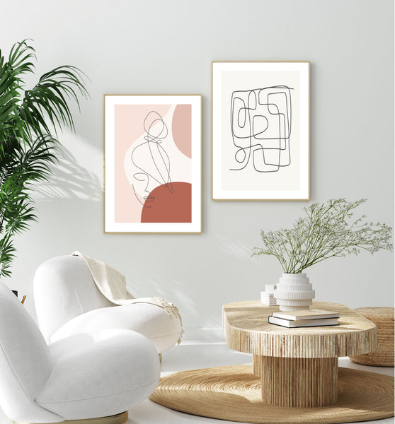 Abstract Top Knot Line Drawing Print-Art for Interiors-Online Framed-Australian Made Wall Art-Milk n Honey Designs