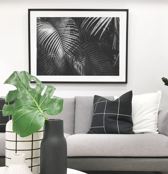 Mono Palms Print-Art for Interiors-Online Framed-Australian Made Wall Art-Milk n Honey Designs