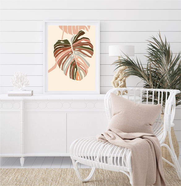 Monstera Illustration Print-Art for Interiors-Online Framed-Australian Made Wall Art-Milk n Honey Designs