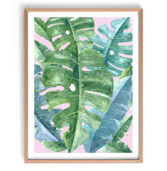 Monstera Watercolour Print-Art for Interiors-Online Framed-Australian Made Wall Art-Milk n Honey Designs