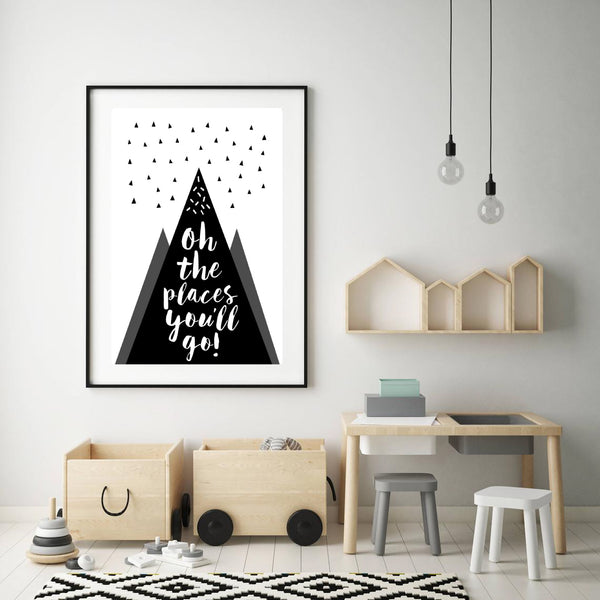 Oh The Places You'll Go Mountain Print-Prints for - BOYS-Online Framed-Australian Made Wall Art-Milk n Honey Designs