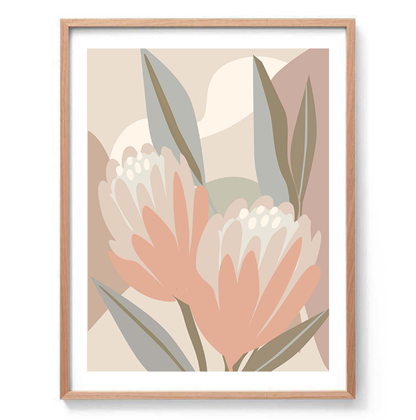 Abstract Blush Protea Print