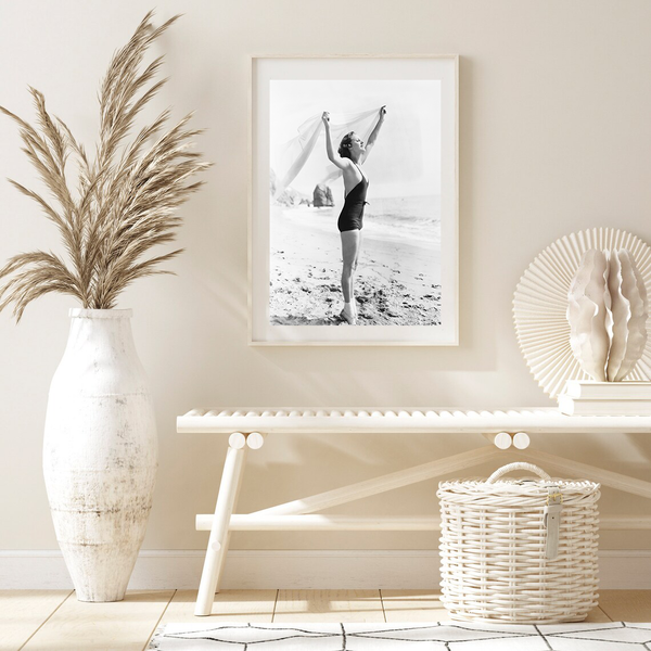 Beach Days Vintage Woman Photography Print