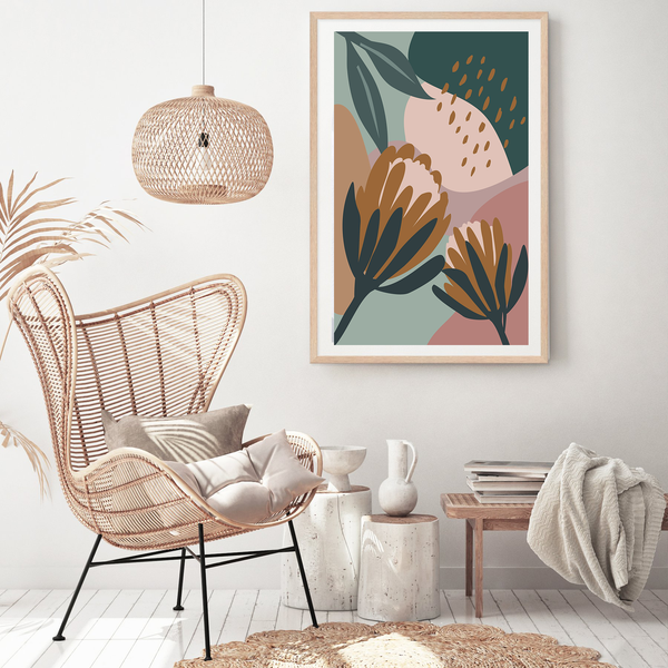 Abstract Protea Print