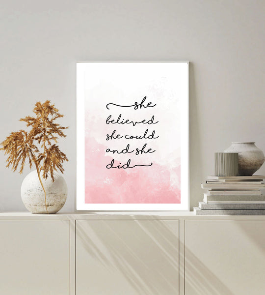 She believed she could and she did print-Prints for - GIRLS-Online Framed-Australian Made Wall Art-Milk n Honey Designs