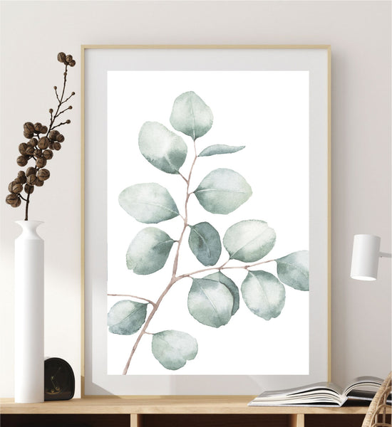 Silver Dollar Eucalyptus Watercolour Print-Art for Interiors-Online Framed-Australian Made Wall Art-Milk n Honey Designs