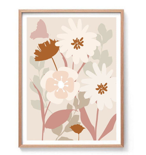 Spring Garden Original Illustration Print-Art for Interiors-Online Framed-Australian Made Wall Art-Milk n Honey Designs