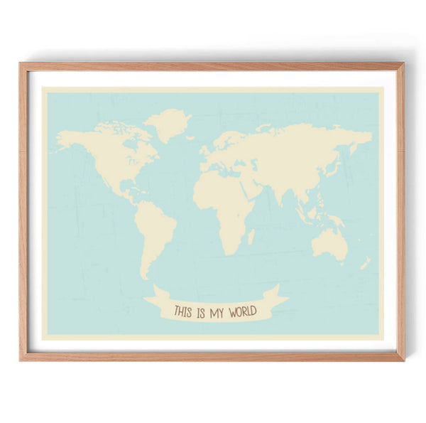 This Is My World Map Art Print-Prints for - BOYS-Online Framed-Australian Made Wall Art-Milk n Honey Designs
