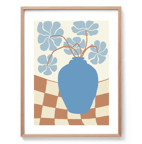 Blue Vessel Flowers Print