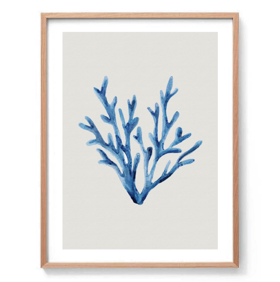 Blue Coral on Linen II Print