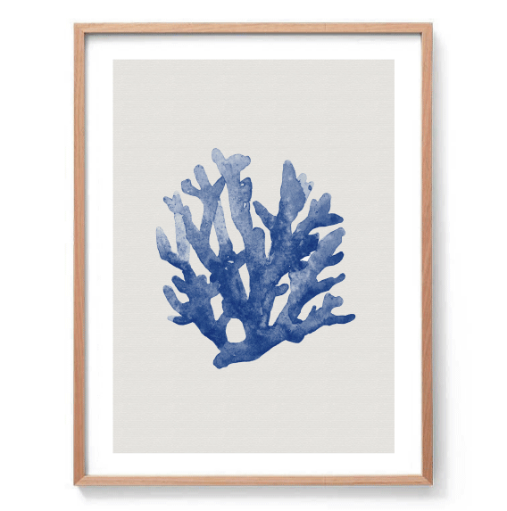 Blue Coral on Linen I Print