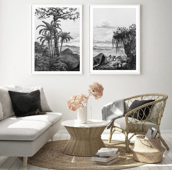 Vintage Tropical Illustration Set of 2-Art for Interiors-Online Framed-Australian Made Wall Art-Milk n Honey Designs