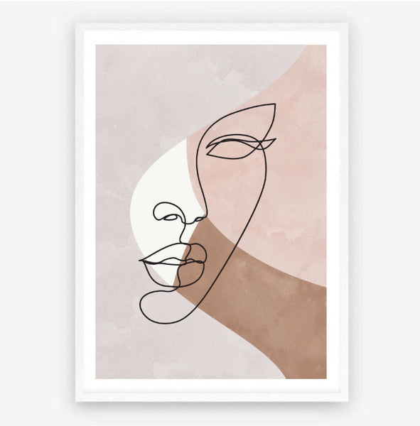 Watercolour Face Line Art Drawing Print-Art for Interiors-Online Framed-Australian Made Wall Art-Milk n Honey Designs